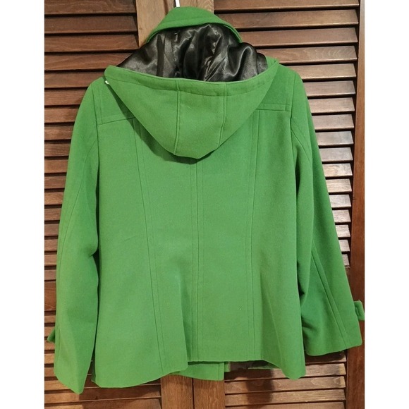 Calvin Klein Peacoat With Removable Hood Size 8 Green Winter Classic Coat Jacket - Picture 4 of 8